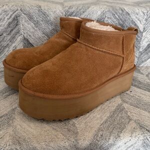 UGG Ultra Mini Chestnut Suede Platform Boots